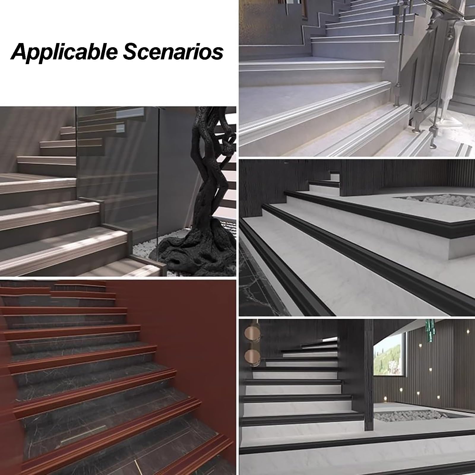 Esquineras, Protectores de Borde para Escalera, 3 Piezas Perfiles de Aluminio, Cantoneras Adhesivas, Topes de Esquina, Autoadhesivos en Forma de L, Antideslizantes(Gold)