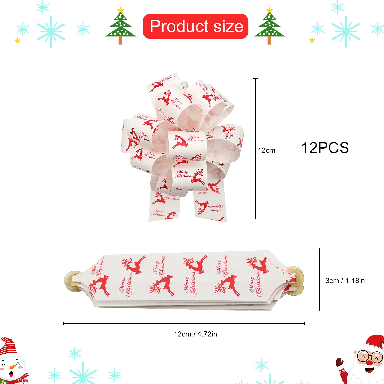 Lot De 72 Nœuds à Tirer Pour Emballage Cadeau De Noël Avec Ruban De 12,7 Cm Pour Emballage Cadeau, Panier Cadeau, Sac Cadeau, Boîte, Décoration, Anniversaire De Mariage (rouge, Or, Vert, Rose