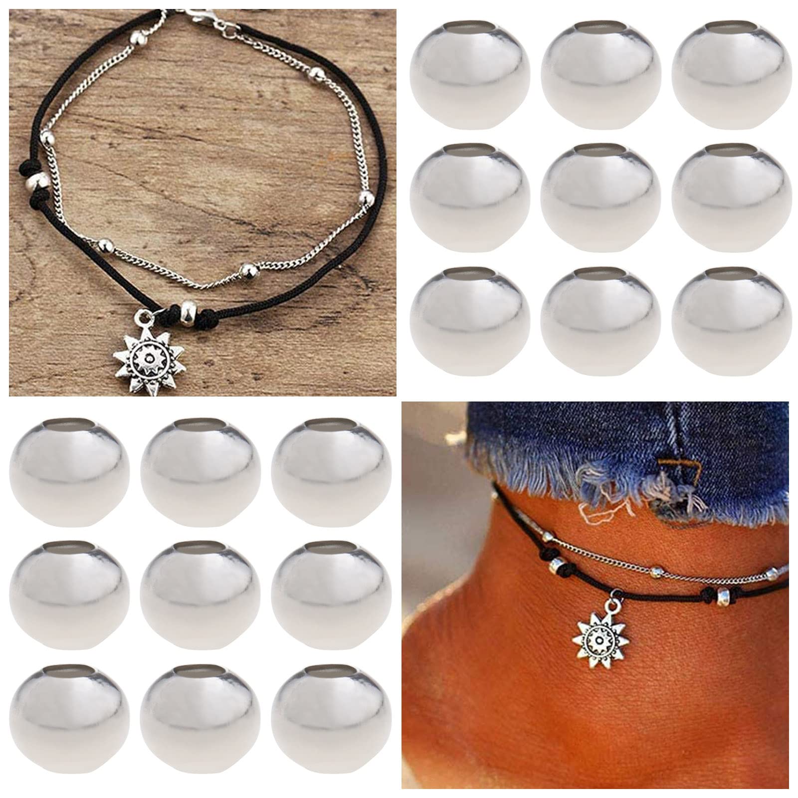 Be In Your Mind 100PCS 6mm Round Spacer Beads 304 Stainless Steel Smooth Surface Tiny Beads for Bracelet Necklace Earring DIY Jewelry Craft Making 2.3mm Hole Silver - Image 4