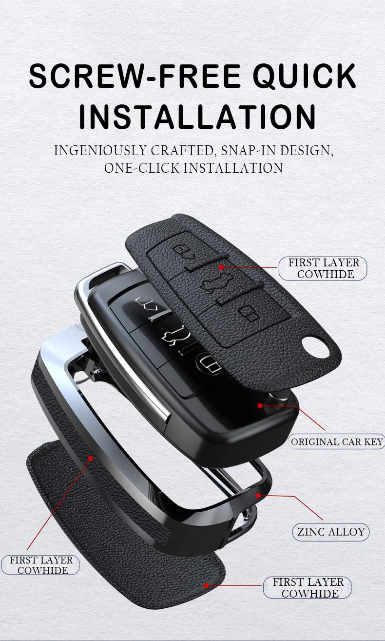 ontto Adatto per Audi A1 A3 8P A4 A5 A6 C7 A7 S3 S7 S8 Q2 Q3 Q5 Q7 Q8 RS3 RS6 Custodia per chiave auto, custodia per chiavi, custodia per chiavi
