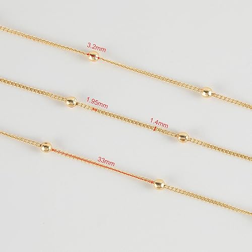 Miniatura 3 de Cadenas de oro claro de 32.8 ft para la fabricación de joyas, cadena de latón chapada en oro de 18 quilates, collar para mujer, pulsera, cadenas de