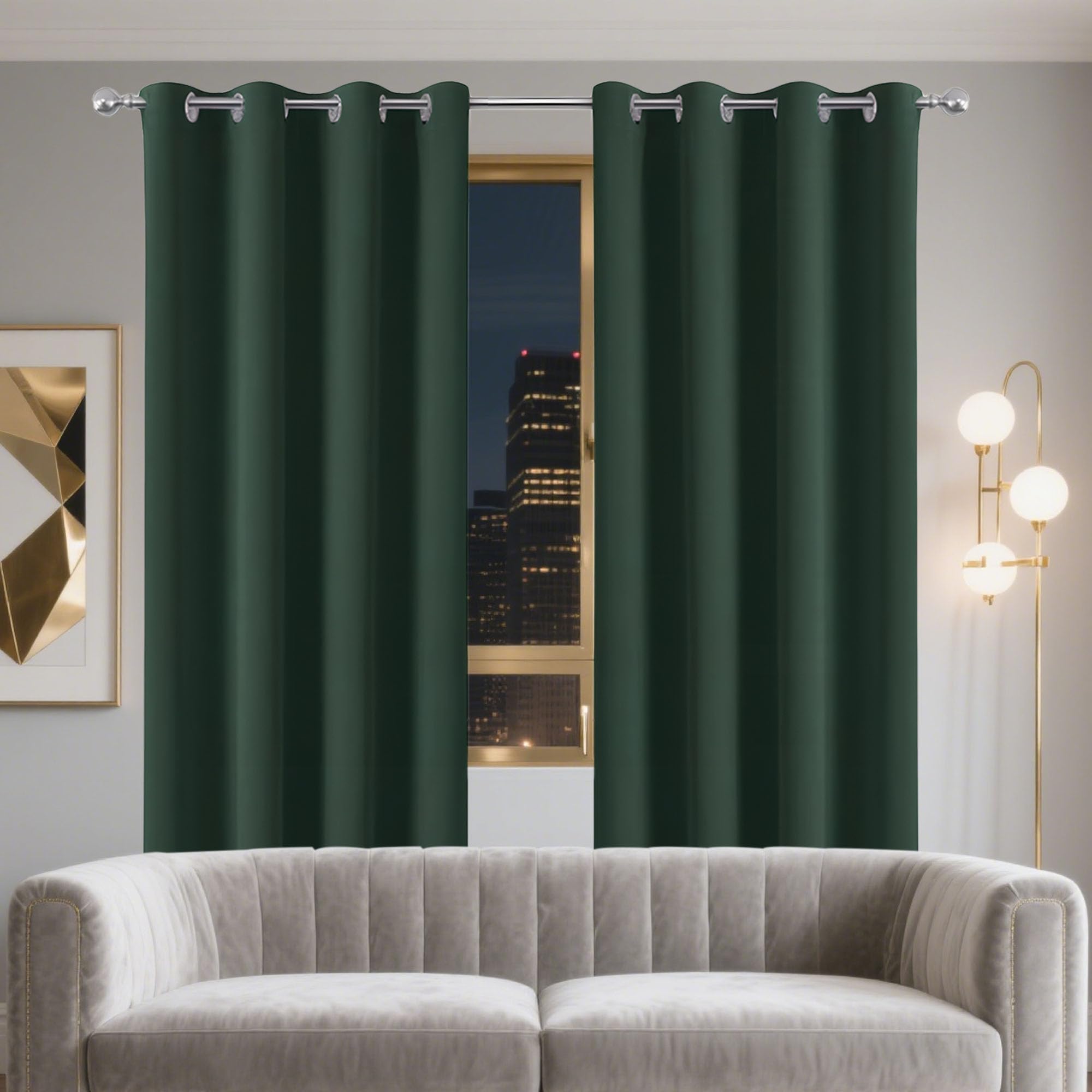 Rideaux isolant thermique opaque vert foncé 163 x 182 cm décoration maison