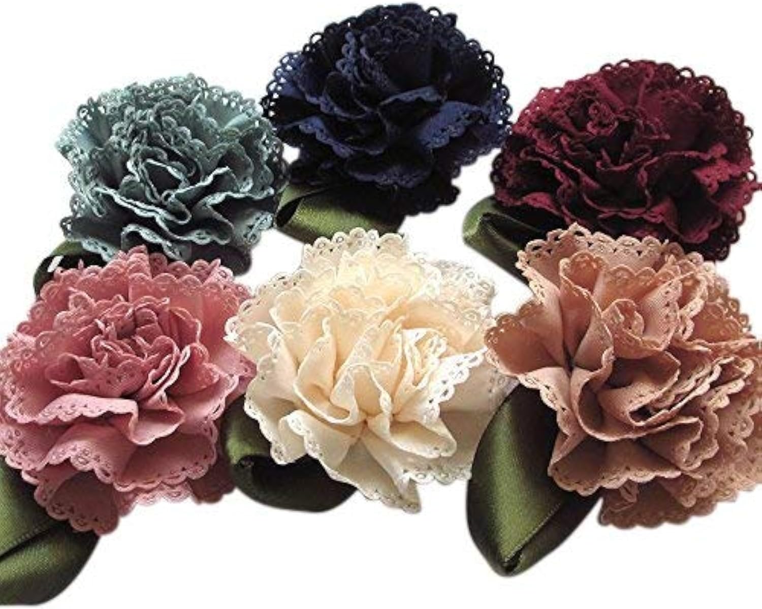 ChenkouCraft 18pcs Multi-Color Fabric Ribbon Flower Bows Appliques 2" Crafts Wedding Hair Accessories Bulk A0444