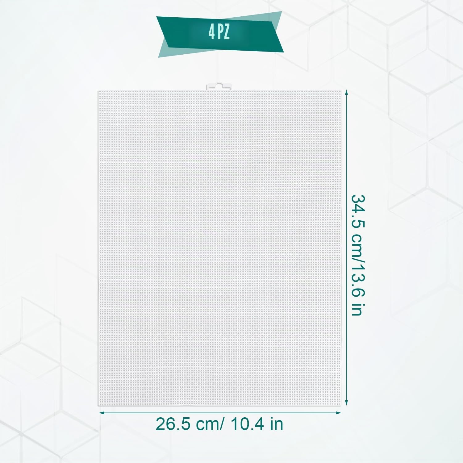 4 Pezzi di Tela di Plastica, 34,5x26,4cm 10 CT Fogli di Tela di Rete di Plastica Punto Croce Rete di Plastica Aida per Artigianato Progetti Fai da Te all'Uncinetto (Bianco)