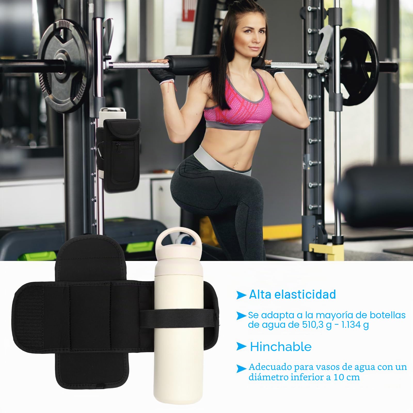 APOMOONS Bolsa magnética de Gimnasio para Botella de Deporte, Bolsa magnética para Botella de Agua, Bolsa magnética con Compartimentos para teléfono móvil, Accesorios de Gimnasio