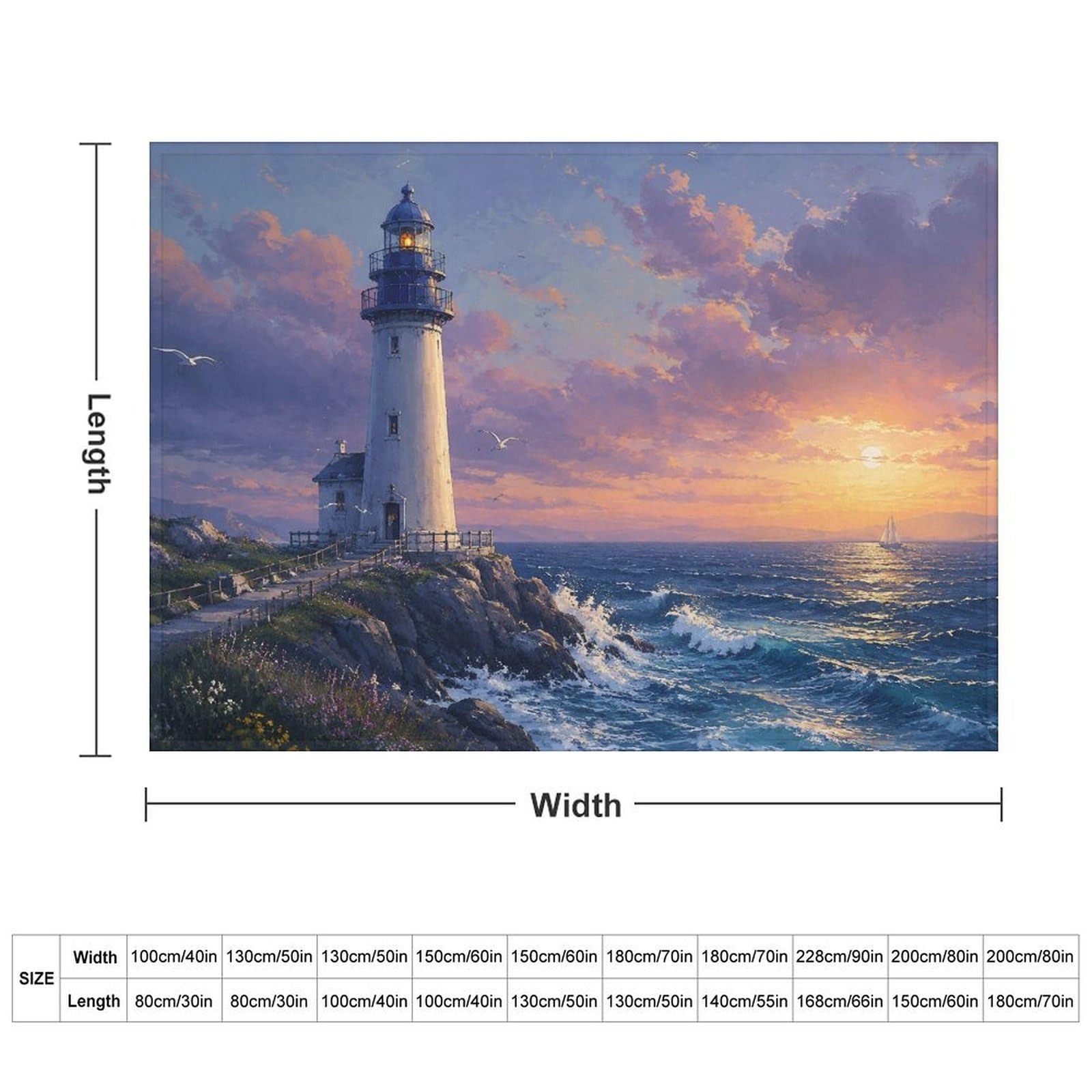 Lighthouse in the Ocean ｜ Deep Blue Lighthous Kuscheldecke für Zuhause