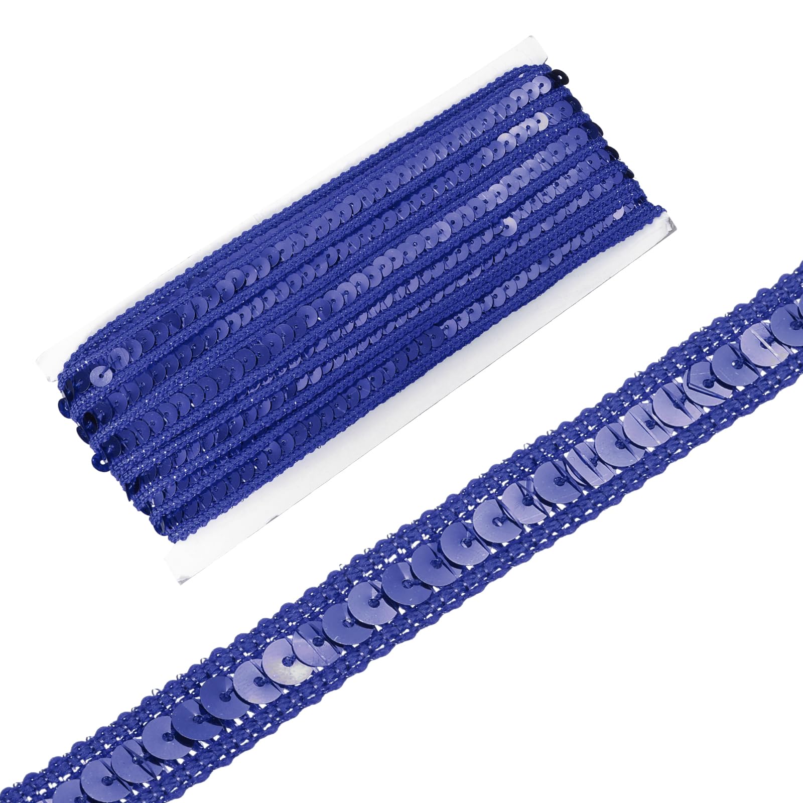 sourcing map 0.5 Inch x 10 Yards Sequin Ribbon Trim Sequin Braid Trim Flat Glitter Ribbon for Crafts Embellishments Costume Hats Dress Shoes Headband Sewing, Sapphire Blue