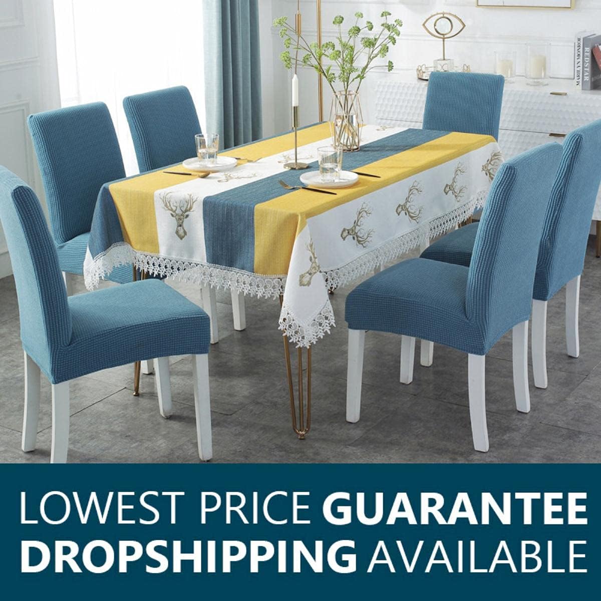 ダイニングテーブルセット エレガントなジャカード ダイニング チェア カバー セット、6 点セット スパンデックス 伸縮性 ストレッ