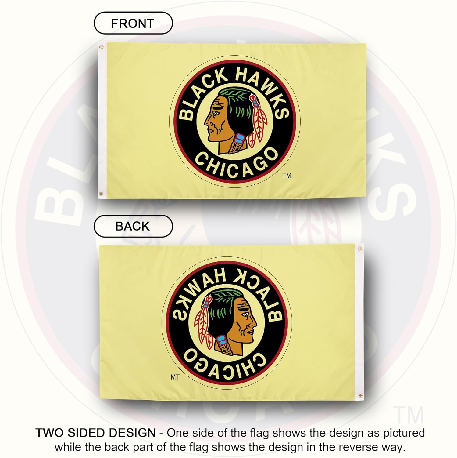 Desert Cactus Chicago Blackhawks Flag NHL 100% Polyester Indoor Outdoor 3x5 feet National Hockey League Team Flags (Vintage Flag #1)