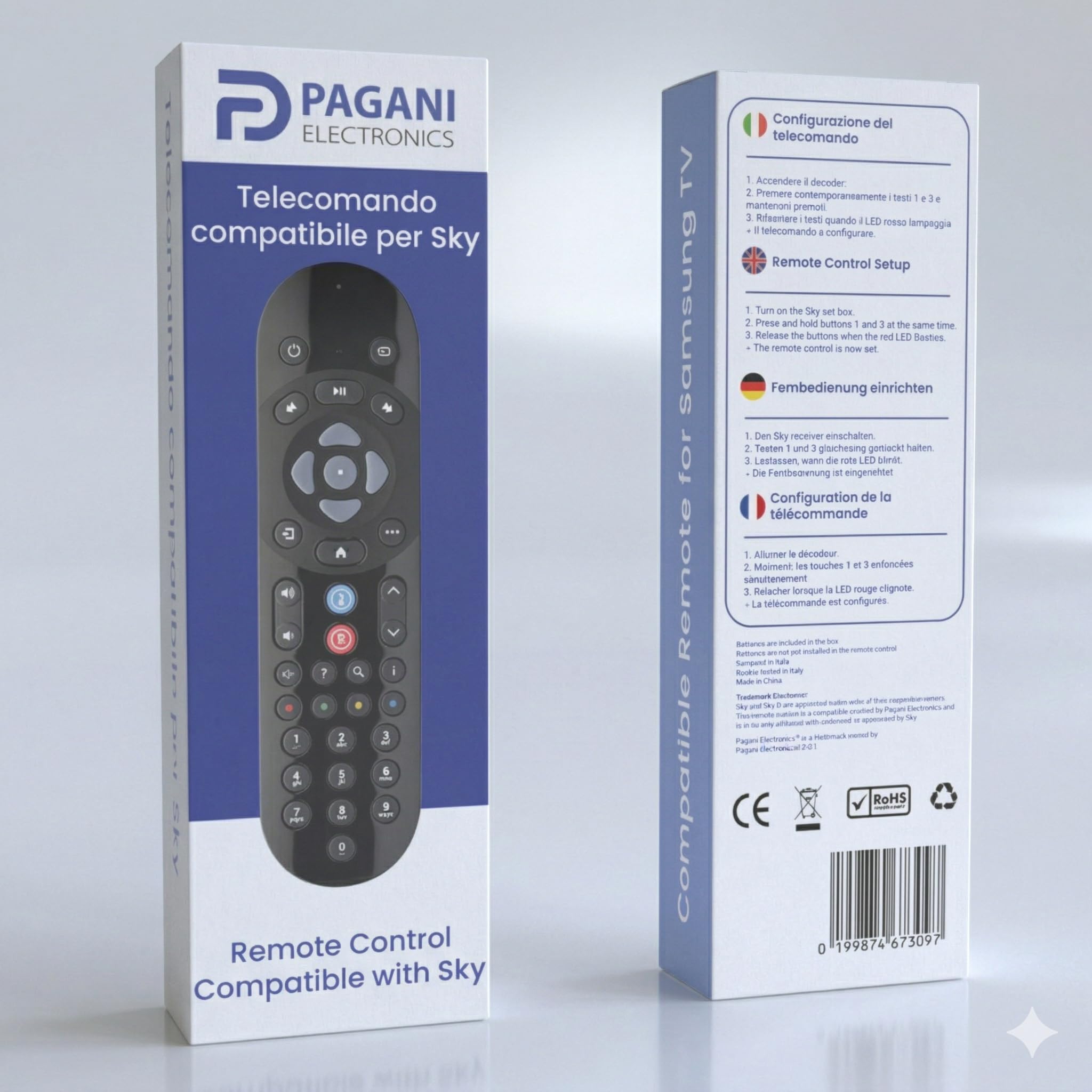 Telecomando Bluetooth Vocale Compatibile con SkyQ, Sky Q Mini, Platinum, Silver, 1TB e 2TB, Batterie Incluse, Facile Configurazione, Azienda Italiana, Qualità Testata in Italia