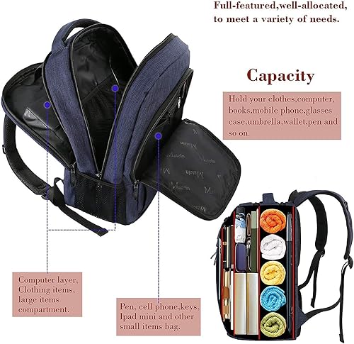 Miniatura 184 de MATEIN - Mochila empresarial para laptop de 15.6 pulgadas, mochila de viaje con puerto de carga USB, resistente al agua, para trabajo, universidad