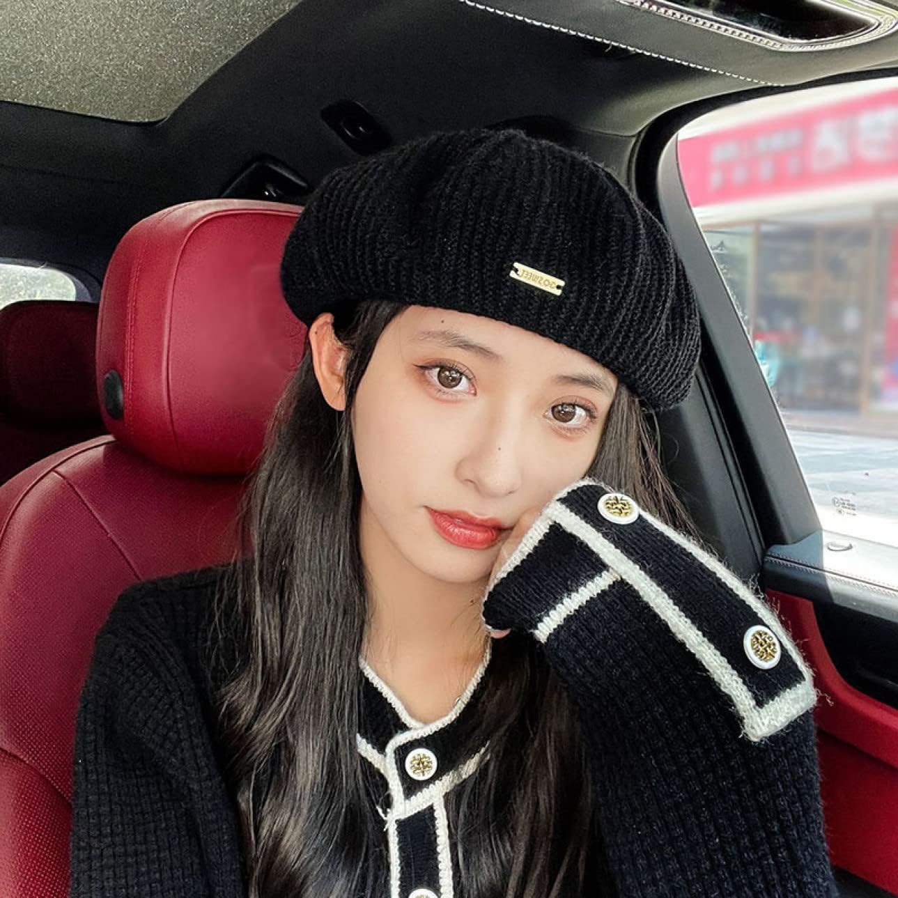 CAIN2U ベレー帽 レディース 無地 シンプル プレーン編み おしゃれ かわいい 柔らかい 小顔効果 ベレー帽 防寒 ニットベレ