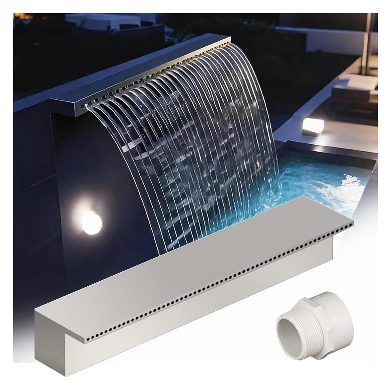 Fontana per piscina da cortile a cascata, 81,3 cm, roccioso con kit di connettori per tubi per stagni e terrazzi, perfetta decorazione dell'acqua all'aperto