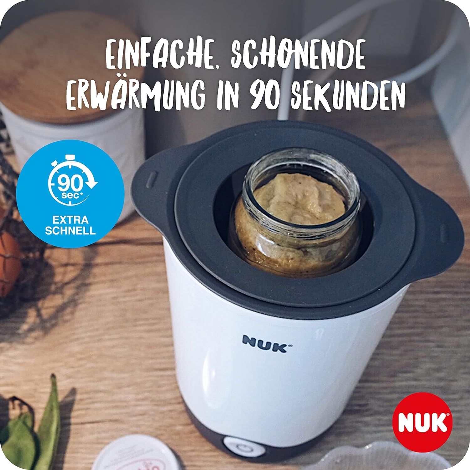 NUK Thermo Express Plus Flaschenwärmer mit EU-Stecker & 12V-Adapter – Inkl. First Choice+ 3er Set – Erwärmt Babybrei & Milch in 90 Sekunden – Mit Abschaltautomatik