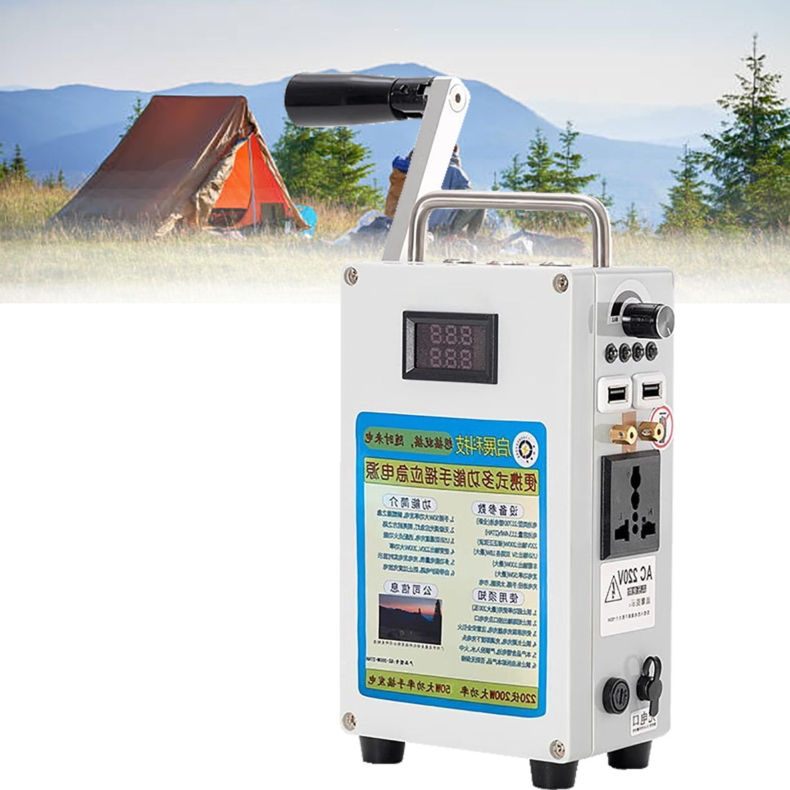 Generatore di Manovella a Mano, Generatore di Dinamo Manuale Portatile con Luci di Emergenza, Caricatore Veloce USB di Emergenza per Emergenza, Interruzione, Campeggio, off-Grid