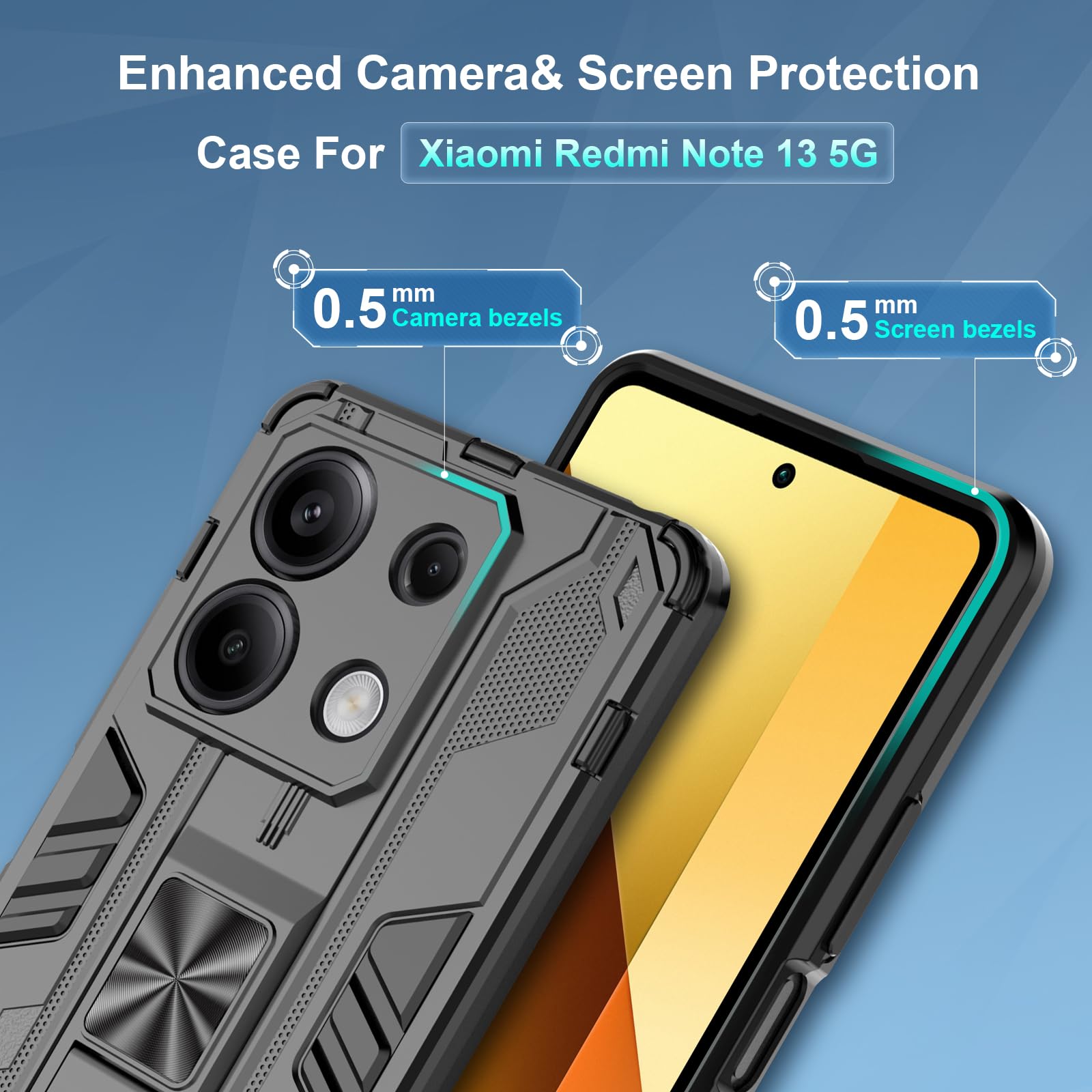 Funda para CMF Phone 2 Pro, Carcasa Antigolpes con Soporte anular metálico, Case Protectora de Grado Militar, Negro — view 1472