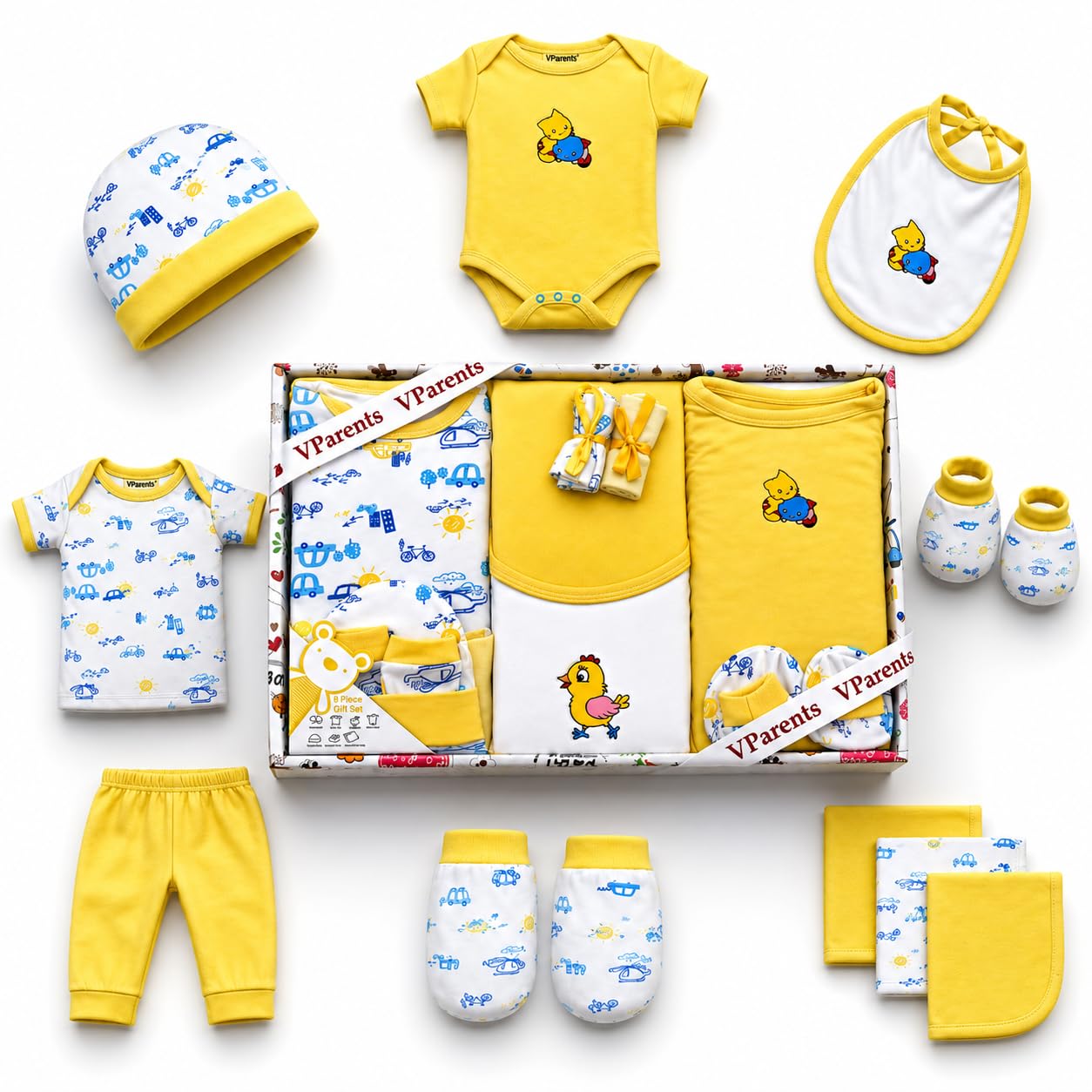 Vparents Baby Gift Box Pack of 10|Baby Care Products Gift Box | Newborn Baby Essentials | New Born Baby Gifts | Baby Shower Gift |Bitsy (Yellow) 110348-picture-37
