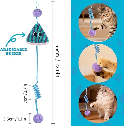 Miniatura 2 de Spring Parachute Cat Toys for Indoor Cats, Interactive Door Hanging Cat Toys for Bored Indoor Adult Cats, Retractable Teaser Toy, Hanging