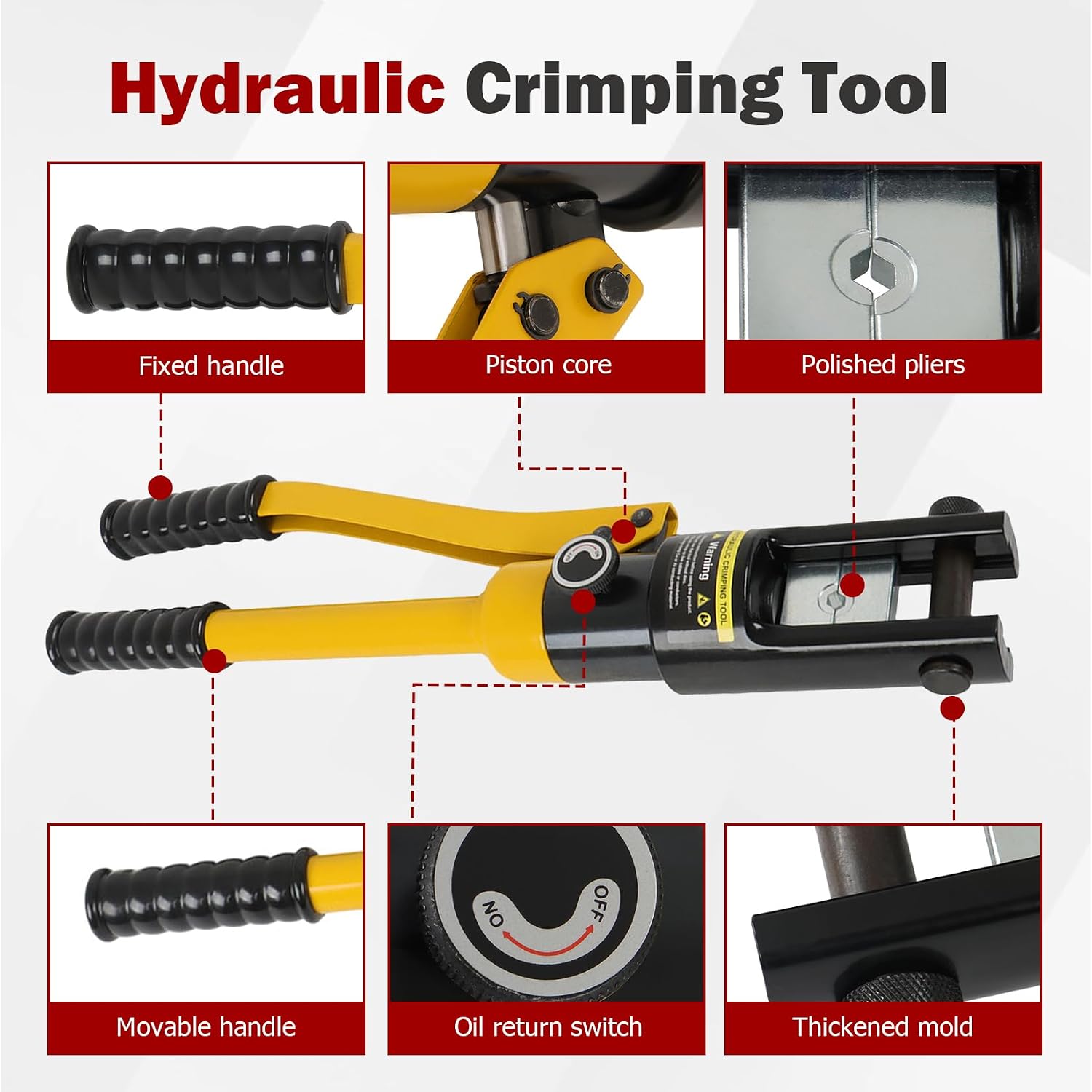 findmall 16 Ton Hydraulic Cable Lug Crimper, 6 AWG to 600 Industrial Hydraulic Crimping Tool, Electrical Terminal Cable Wire Tool with 11 Dies (16, 25, 35, 50, 70, 95, 120, 150, 185, 240, 300) image 2