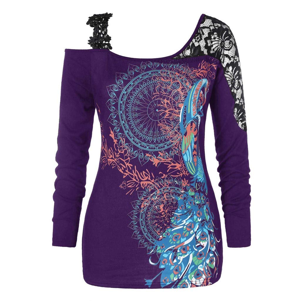 Women's Tops, Women Casual Plus Size Oblique Collar Blouse T-Shirt Loose Casual Tops