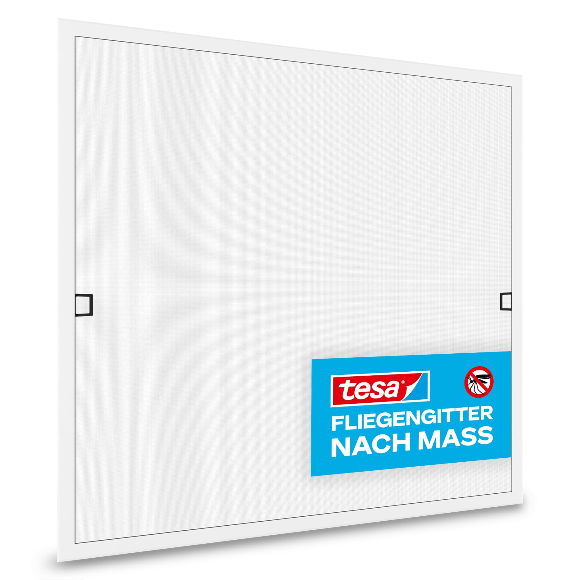 tesa INSECT STOP Fliegengitter Aluminium-Spannrahmen nach Maß für Fenster, vormontiert & einbaufertig, hochwertig verarbeitet, perfekter Schutz, gute Durchsicht, ohne Bohren, passgenau bis 120x140cm