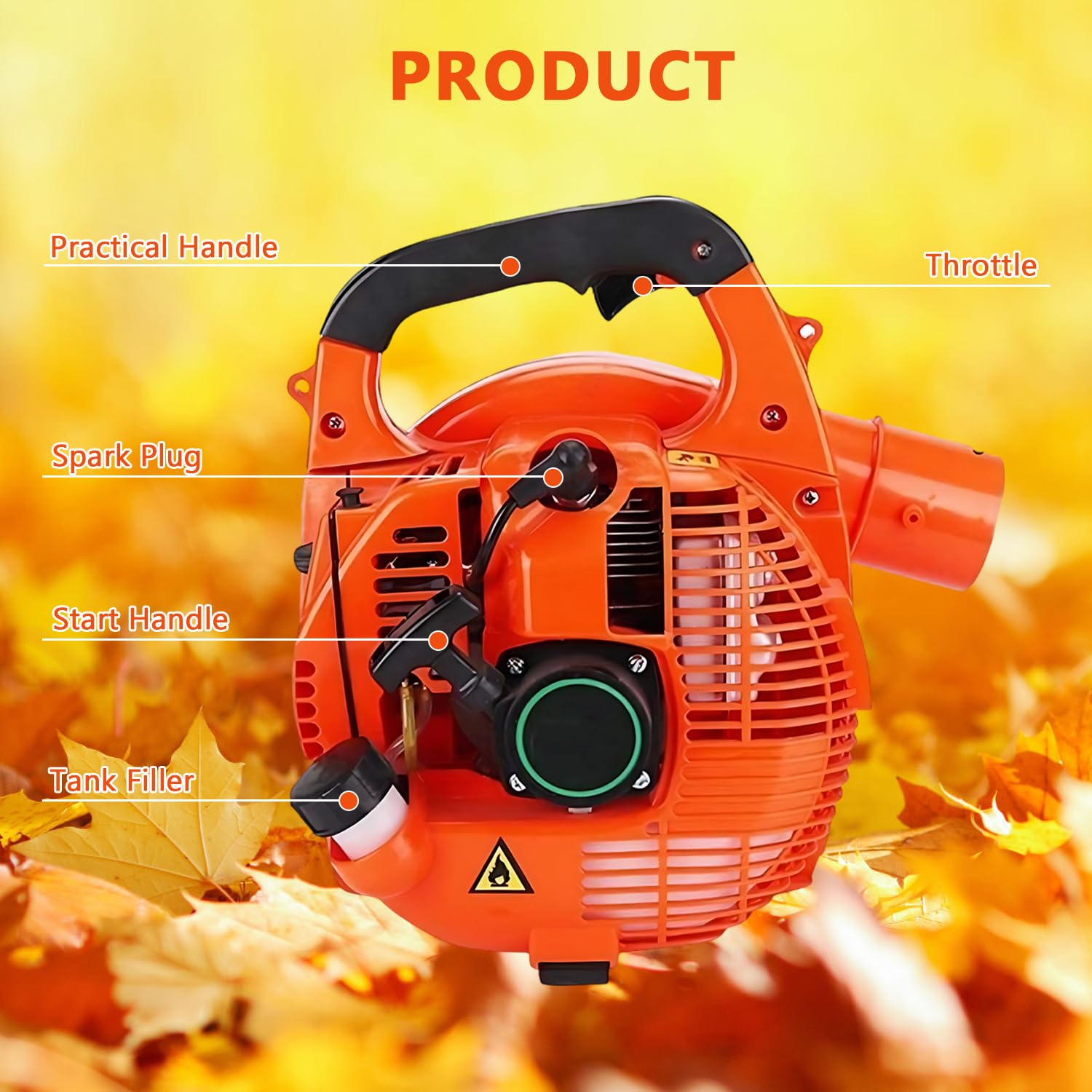 Laubbläser, 26cc, Benzin, 7500rpm, für Garten und Schnee | 2-Takt-Motor; leicht; für Laub, Schnee und Staub.