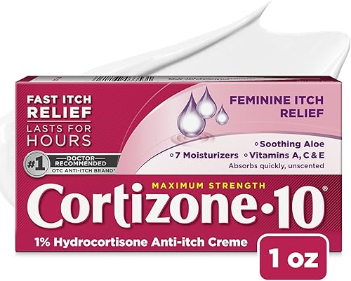 Cortizone 10 Crema de picazón femenina de máxima fuerza, 1% de hidrocortisona, 1 oz.