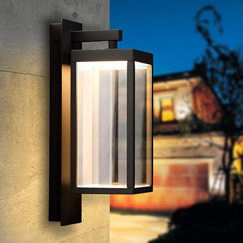 Miniatura 2 de Inowel Paquete de 2 apliques de pared LED modernos para porche, garaje, lámpara de montaje en pared, farol IP54, impermeable, 13 W, lámpara exterior