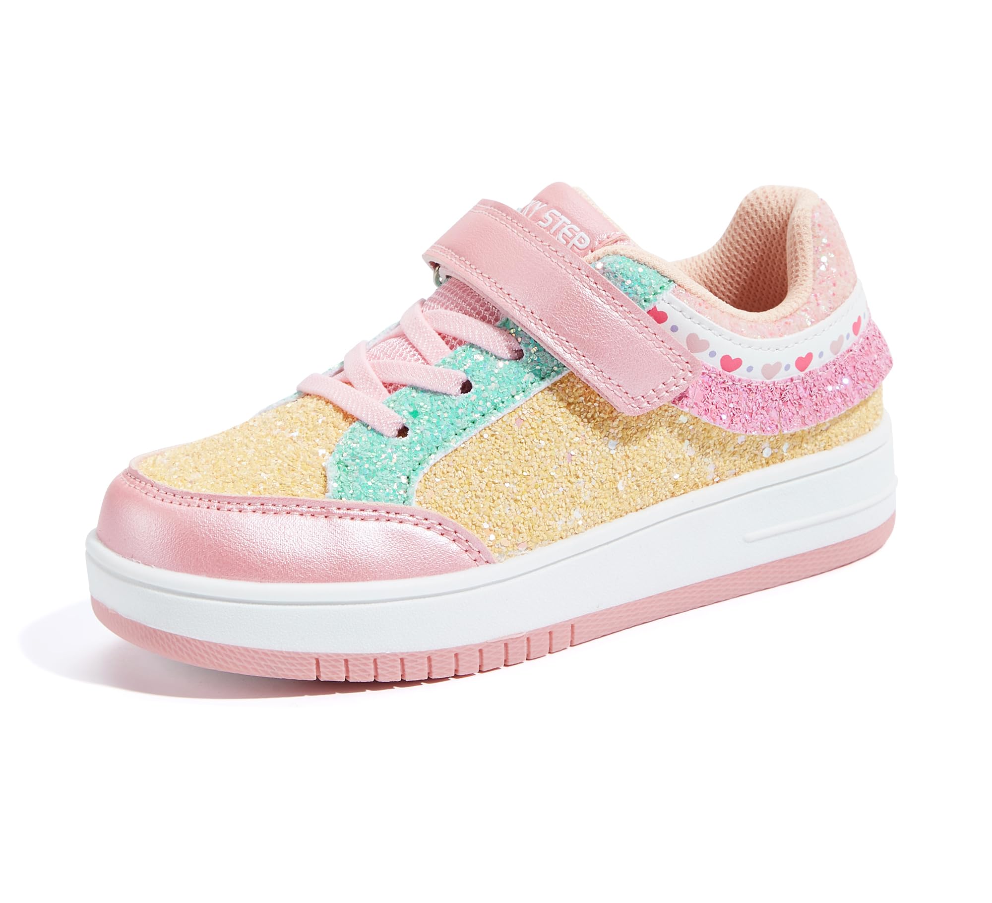LUCKY STEP Kid's Glitter Fashion Sneakers Girls Sparkly Tennis School Slip On Shoes Walking Casual Party Dress Shoes for Toddler Children