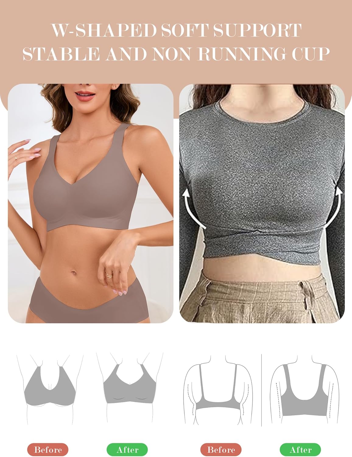 Womens Wireless Bras for Women No Underwire Push Up Bra Seamless Full Coverage Everyday Bras Regular and Plus Size - Image 4