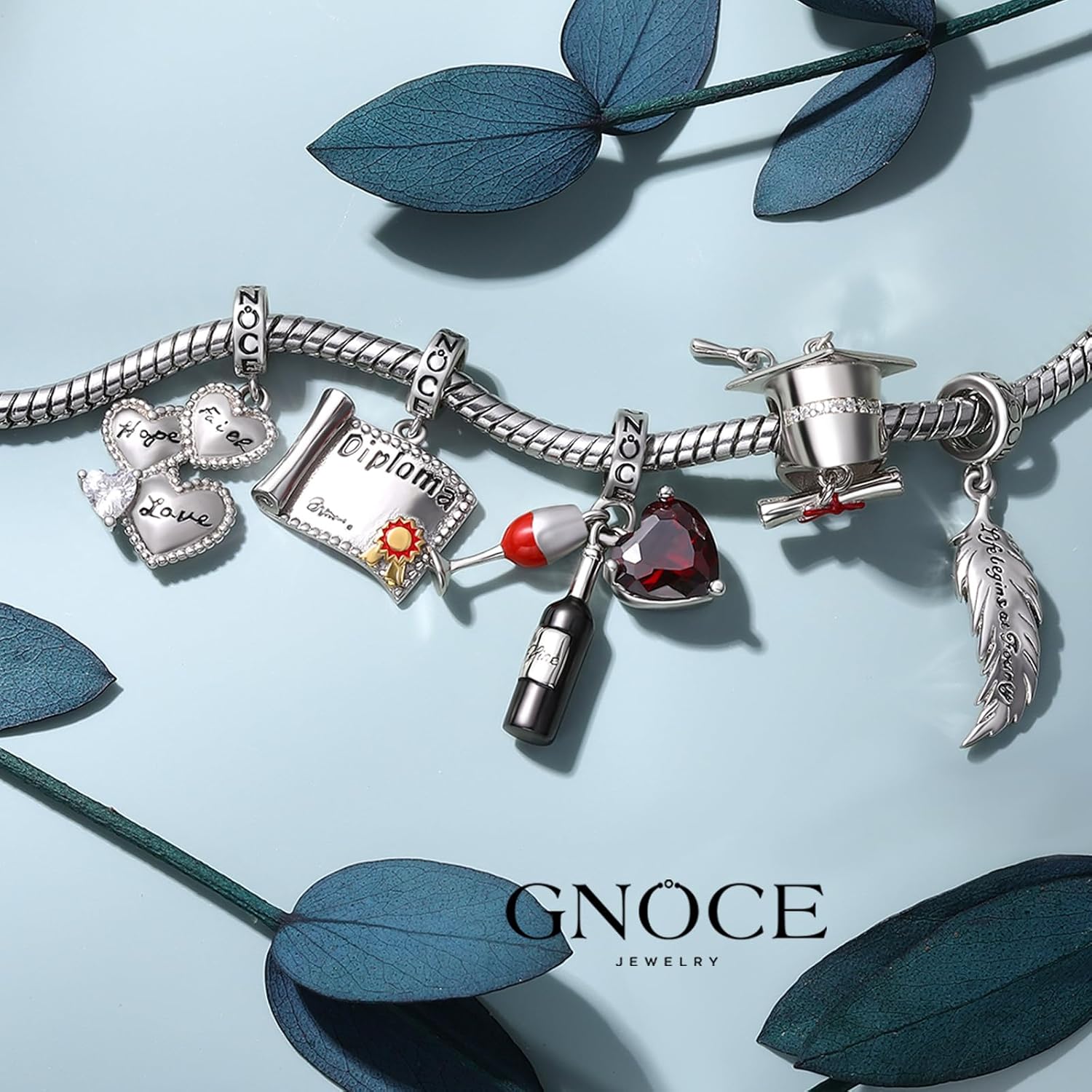 GNOCE Wine Cup Love Triple Pendant Charm 925 Sterling Silver Dangle Charms Jewelry Gift For Women Wife Fit Snake Chain Bracelets/Necklace - Image 5