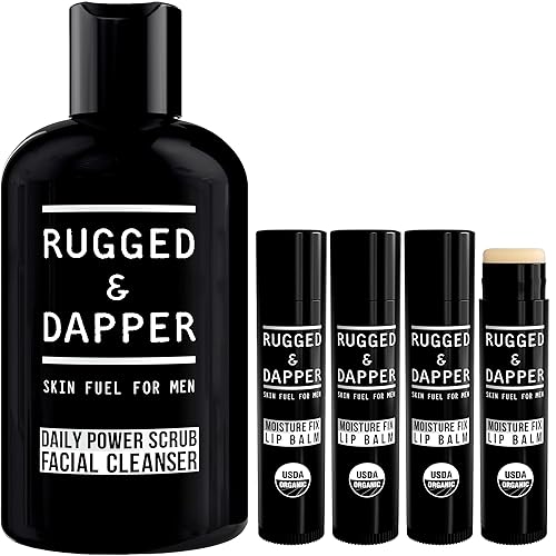 RUGGED & DAPPER Paquete de bálsamo labial y limpiador facial para hombres: hidrata, hidrata, protege - Paquetes de cuidado de la piel
