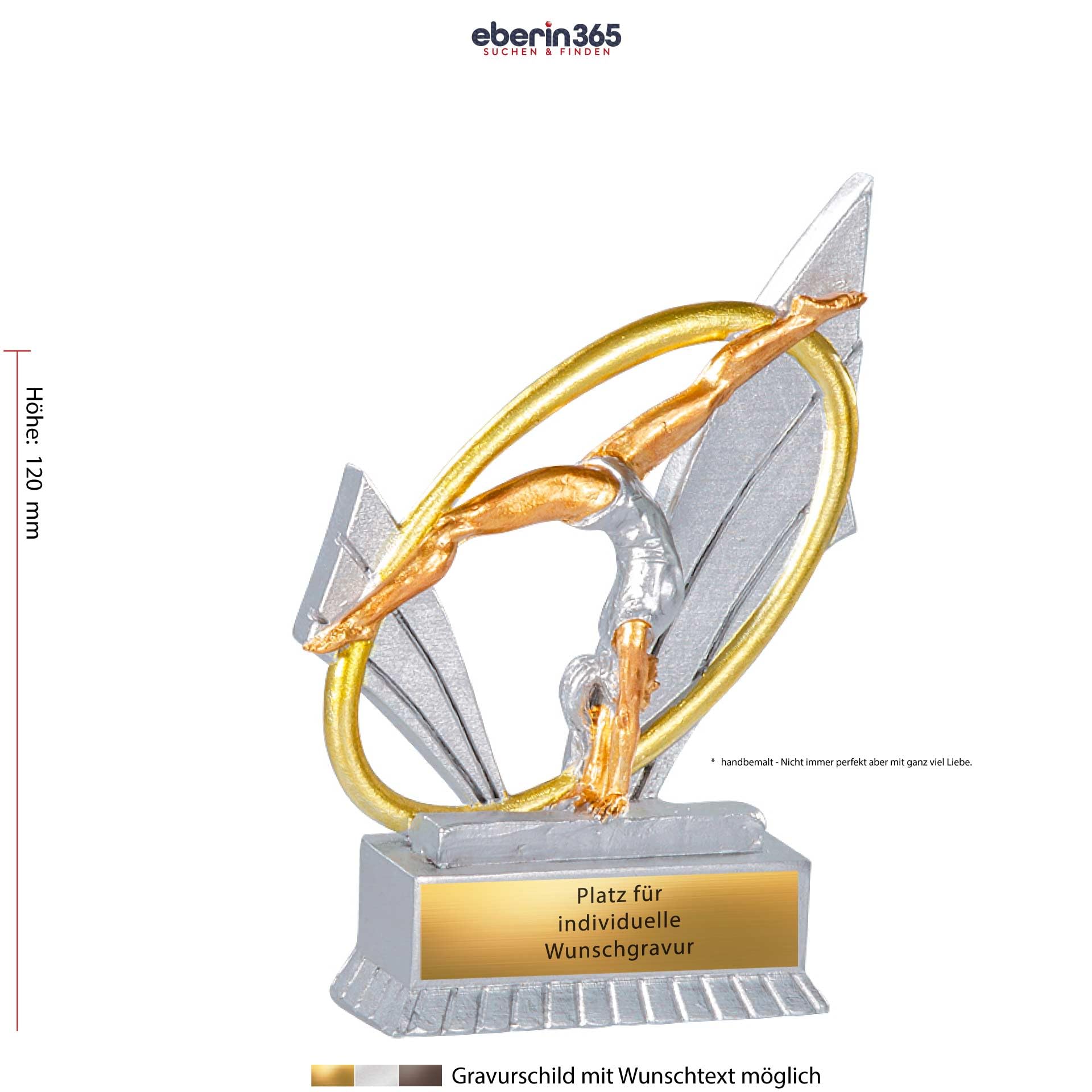 Trophée XS Turnerin 12 cm – Trophée de gymnastique rythmique – Récompense de groupe de gymnastique – Coupe de gymnastique avec texte au choix