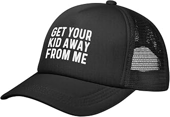 Get Your Kid Away from Me Cap Mens Womens Trucker Hat Black Summer Mesh Cap Adjustable