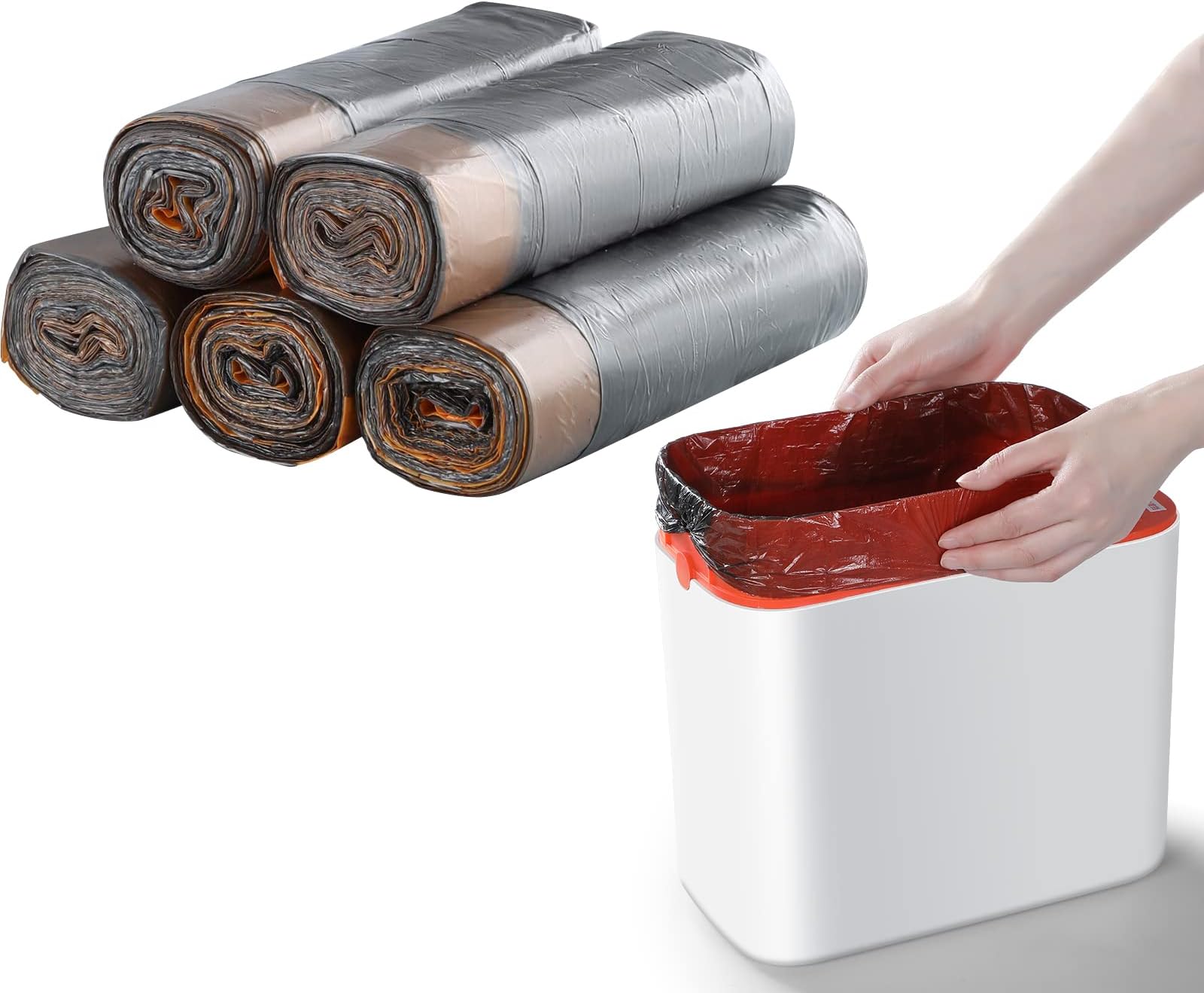 MOPUP 4 Gallon Drawstring Trash Bag | 14L Garbage Bags Extra Thick Wastebasket Bin Liners | Unscented Small Bag for Bathroom, Living, Bedroom,Kitchen, Office, Car (5 Rolls/75 Counts)
