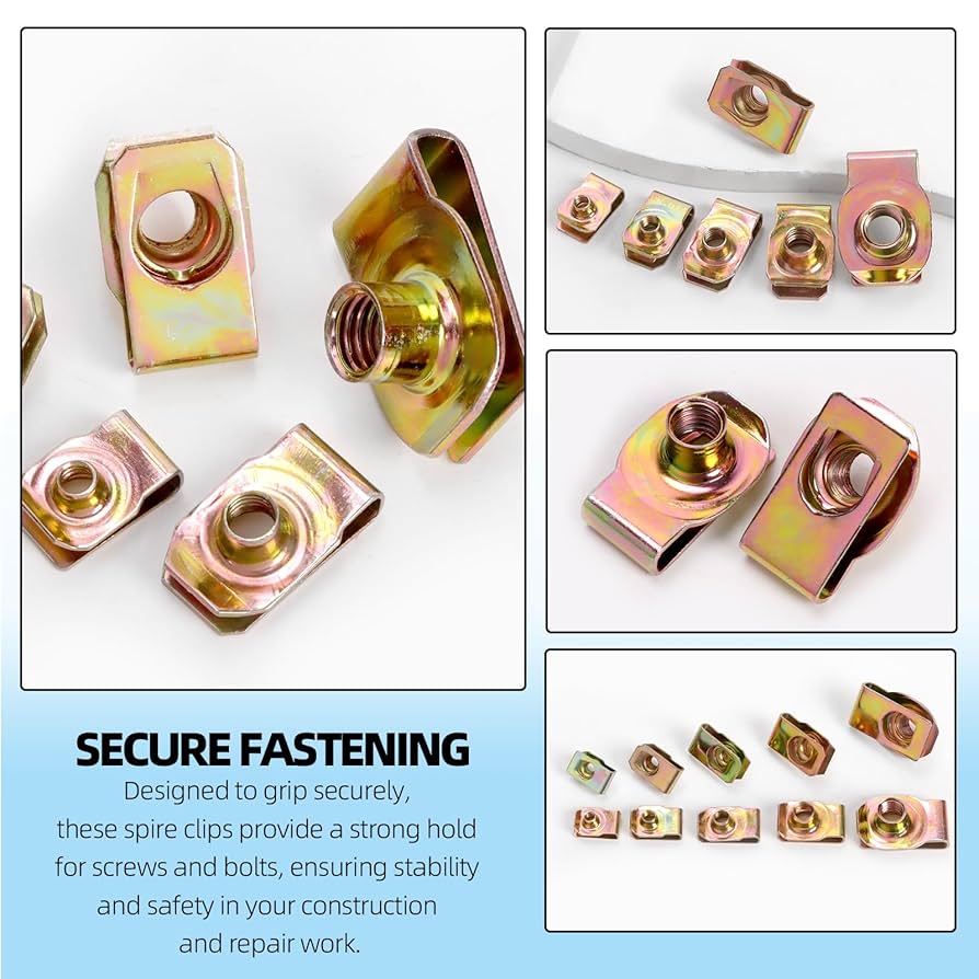 Clip Nut, ISpchen Pack Of 10 M5 U Clips Screw Nut Clips Metal U Type Clip Plate Mounting Clips