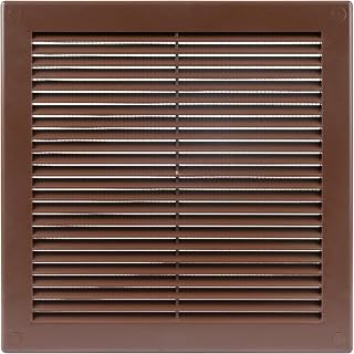 / Medición de apertura de 8 x 8 pulgadas / Rejilla externa cuadrada marrón con malla protectora, registro de plástico ligero, cubierta de ventilación interior y exterior, medida exterior
