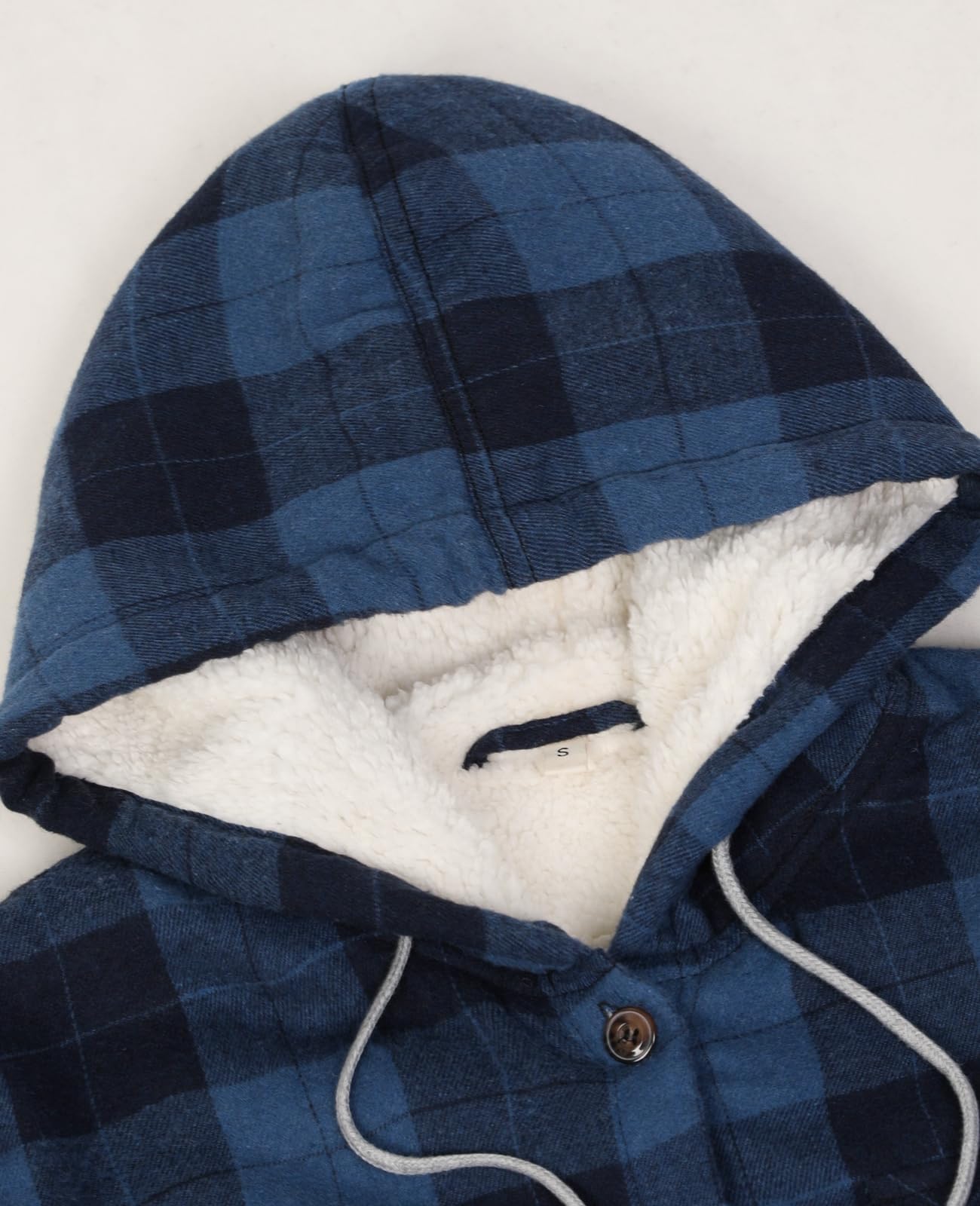 ThCreasa Damen-Flanelljacke mit Sherpa-Futter, kariert, mit Kapuze, Eingrifftaschen, Button-Down-Shirt-Jacken