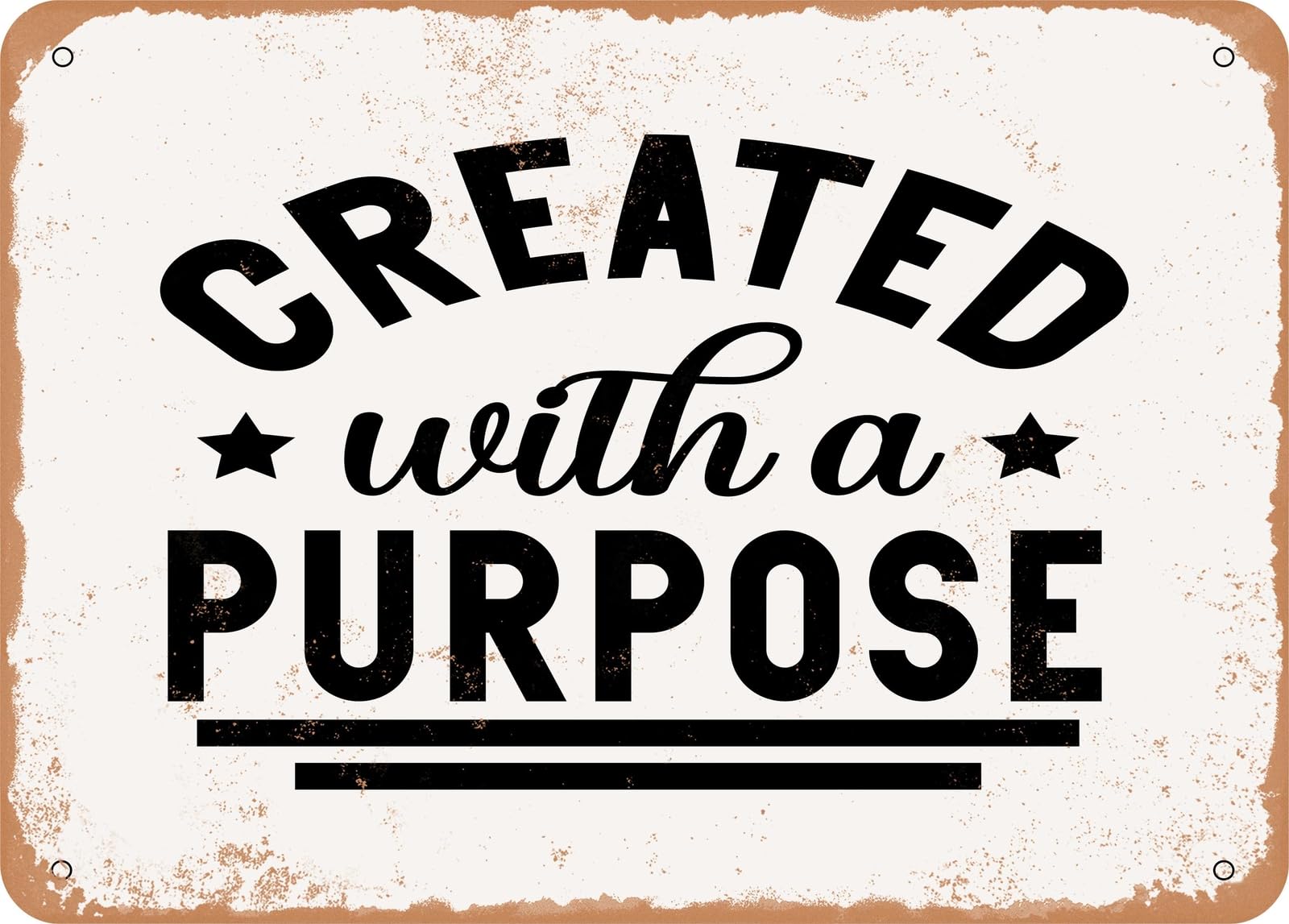 Miaomansenstore Metal Sign - Created With A Purpose - Vintage Look Sign Home Decor