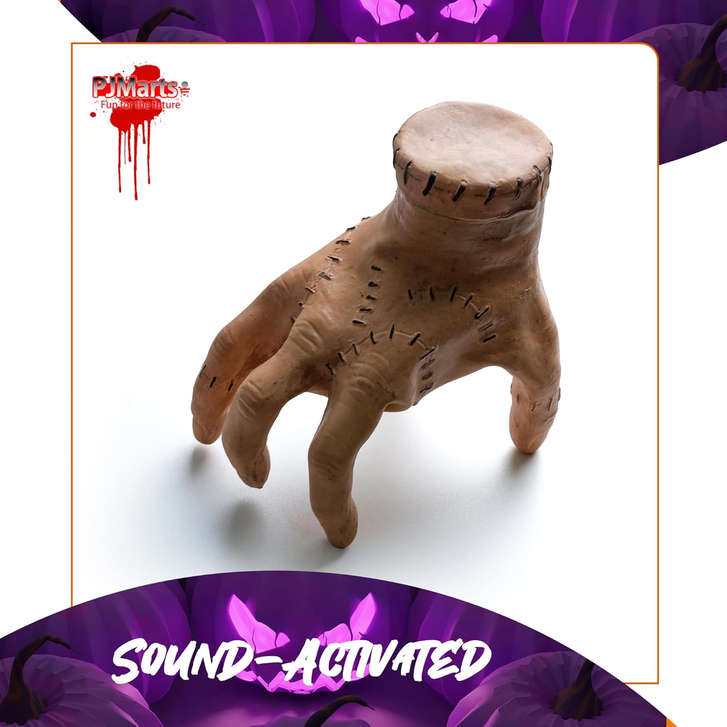 Sound-Activated Halloween Animatronics Thing Hand, Crawling Motion & Effects Creepy Doll for Halloween Party Decor Props Wednesday Decorations