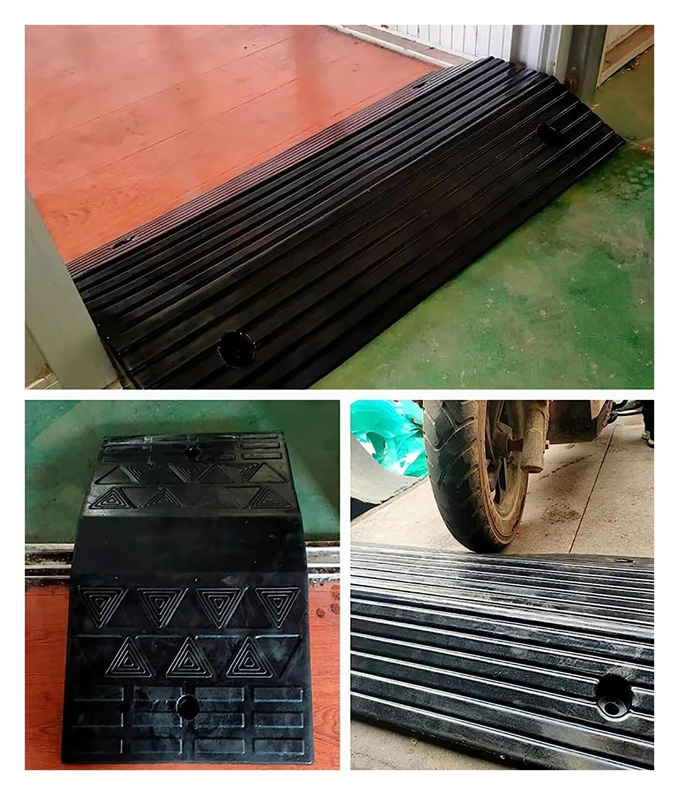 Przenośna gumowa rampa dla wózków inwalidzkich do drzwi - antypoślizgowy most progowy z ramą wsporczą(80x50x10cm)