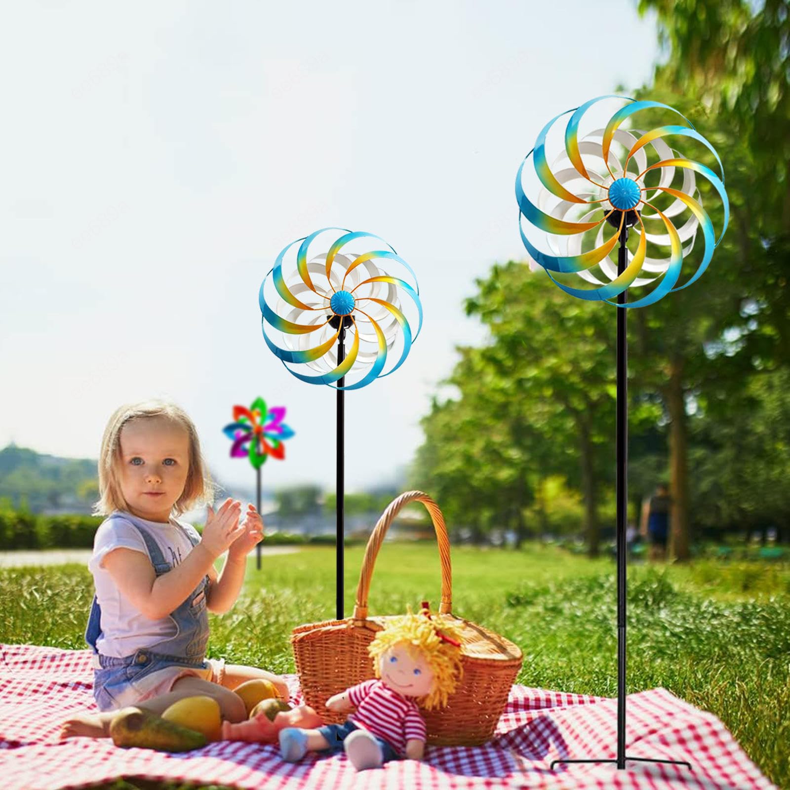 HAZARA Mulini A Vento da Giardino per The Yard, Filatori del Cantiere Eolico, Grande Spinner da Cortile,Blue