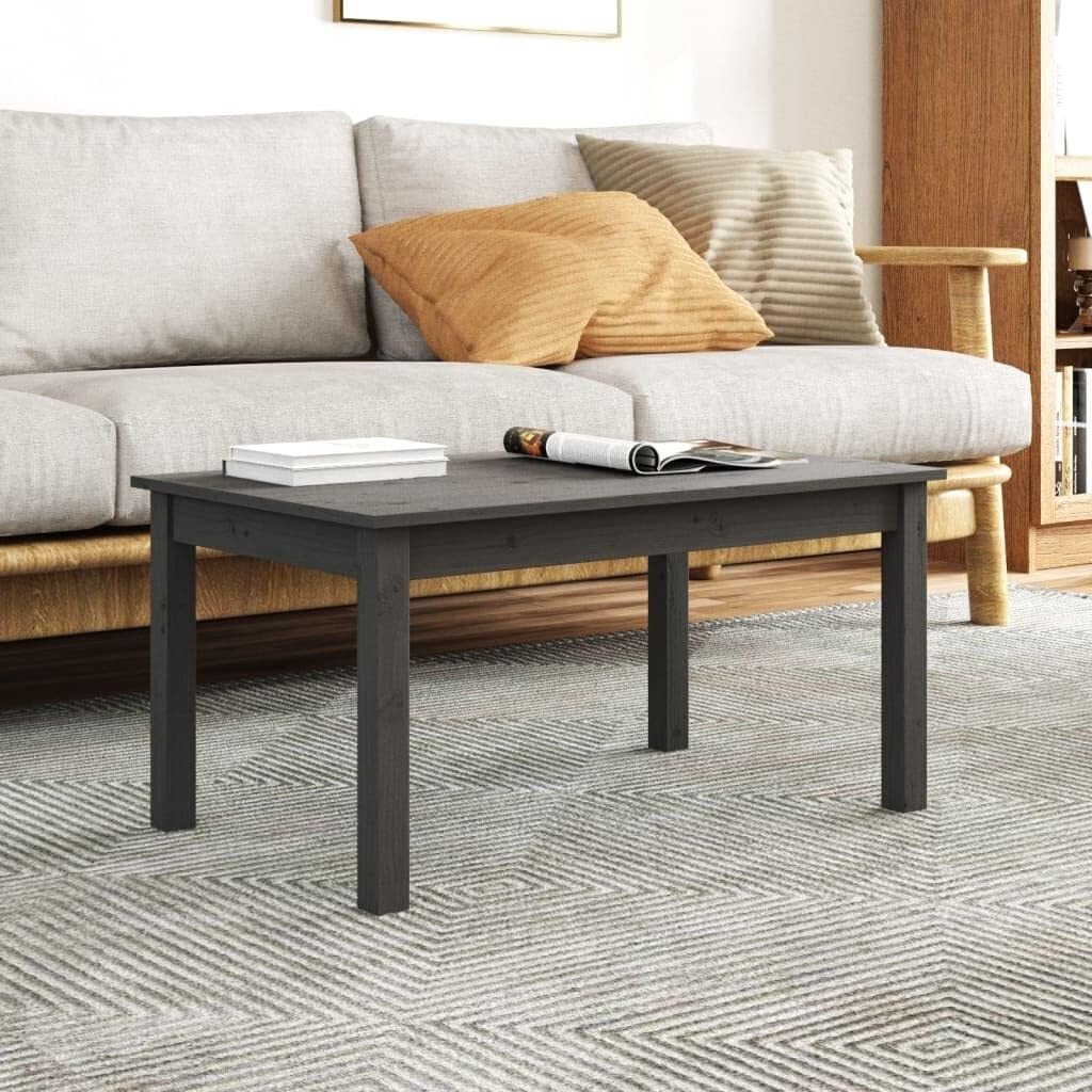 Home Hardware Businese Grey Coffee Table Solid Pine Wood 80x50x40 cm Accent Table for Living Room