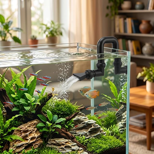 Foto 8 de 8 de Salida de agua, boquilla giratoria libre para acuario, plástico flexible negro para acuario para acuario