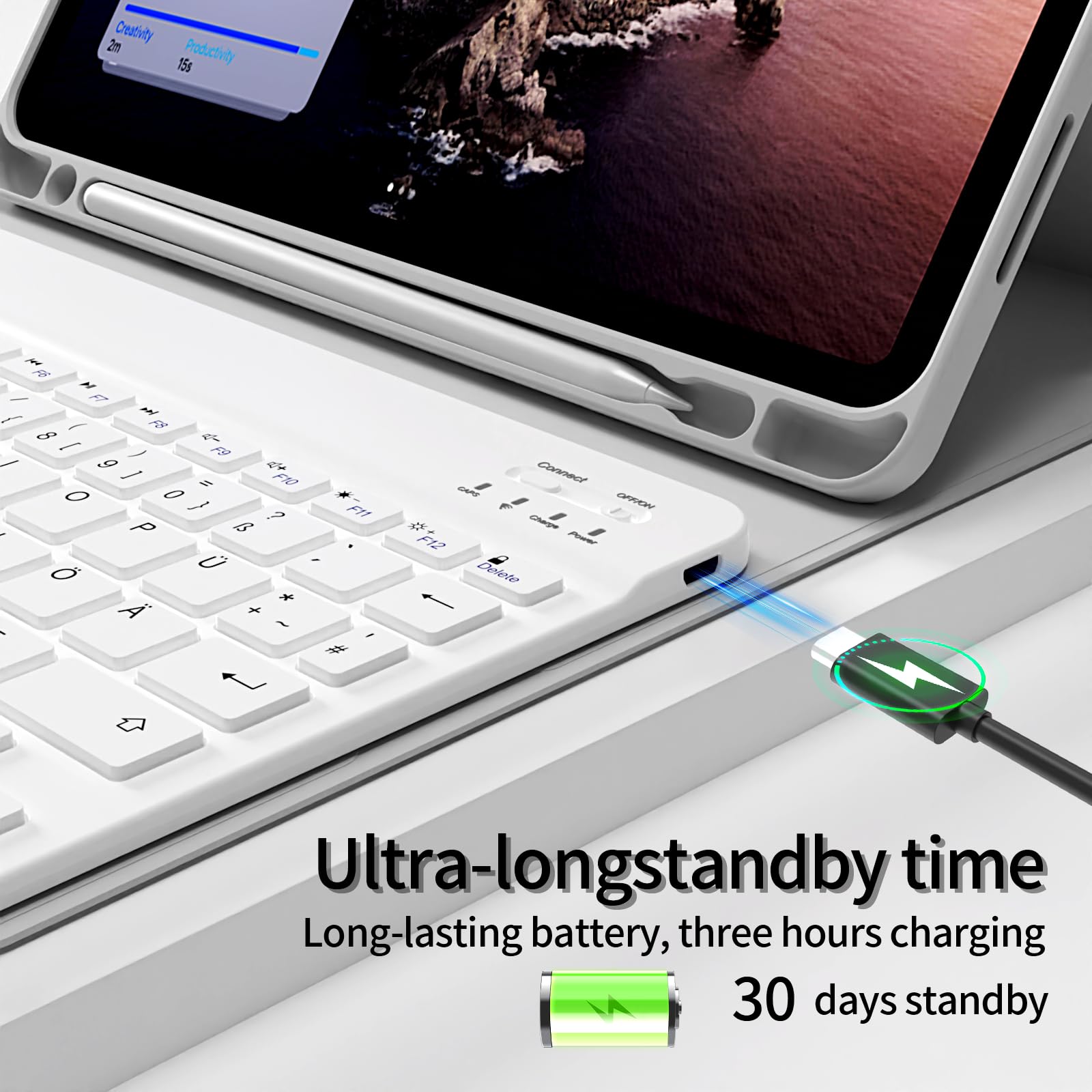 Fbewan iPad Pro 12.9-hoes 2021/2020/2018 met toetsenbord en muis