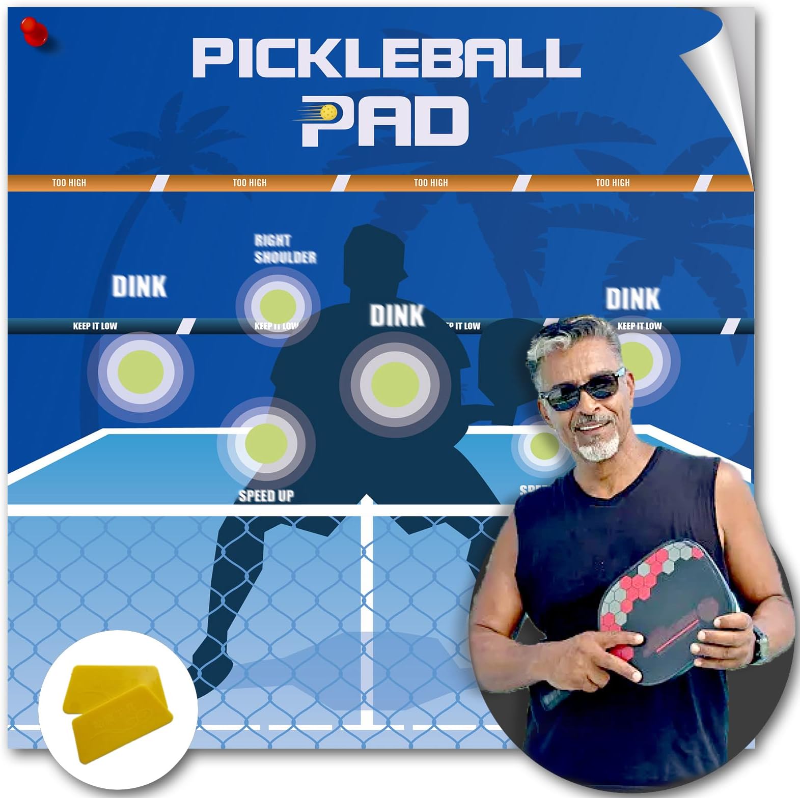 Pickleball Practice Board, Dink Master, Improve Forehands, Dink Shots, Volleys, No Partner Required, Easy Installation, Weather-Resistant