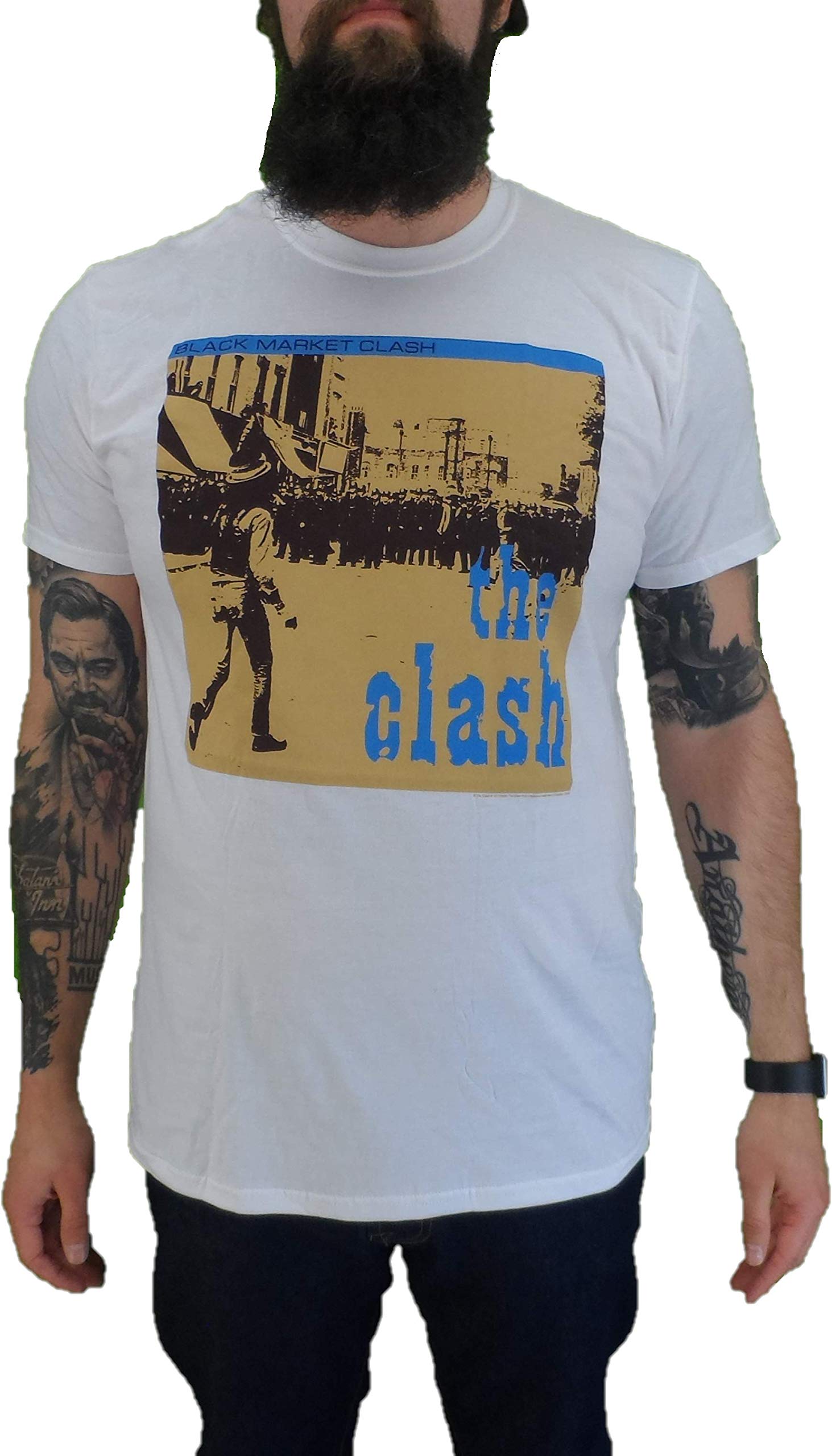 Mazeys Men's Black Market White Official The Clash T Shirts… (Large, )