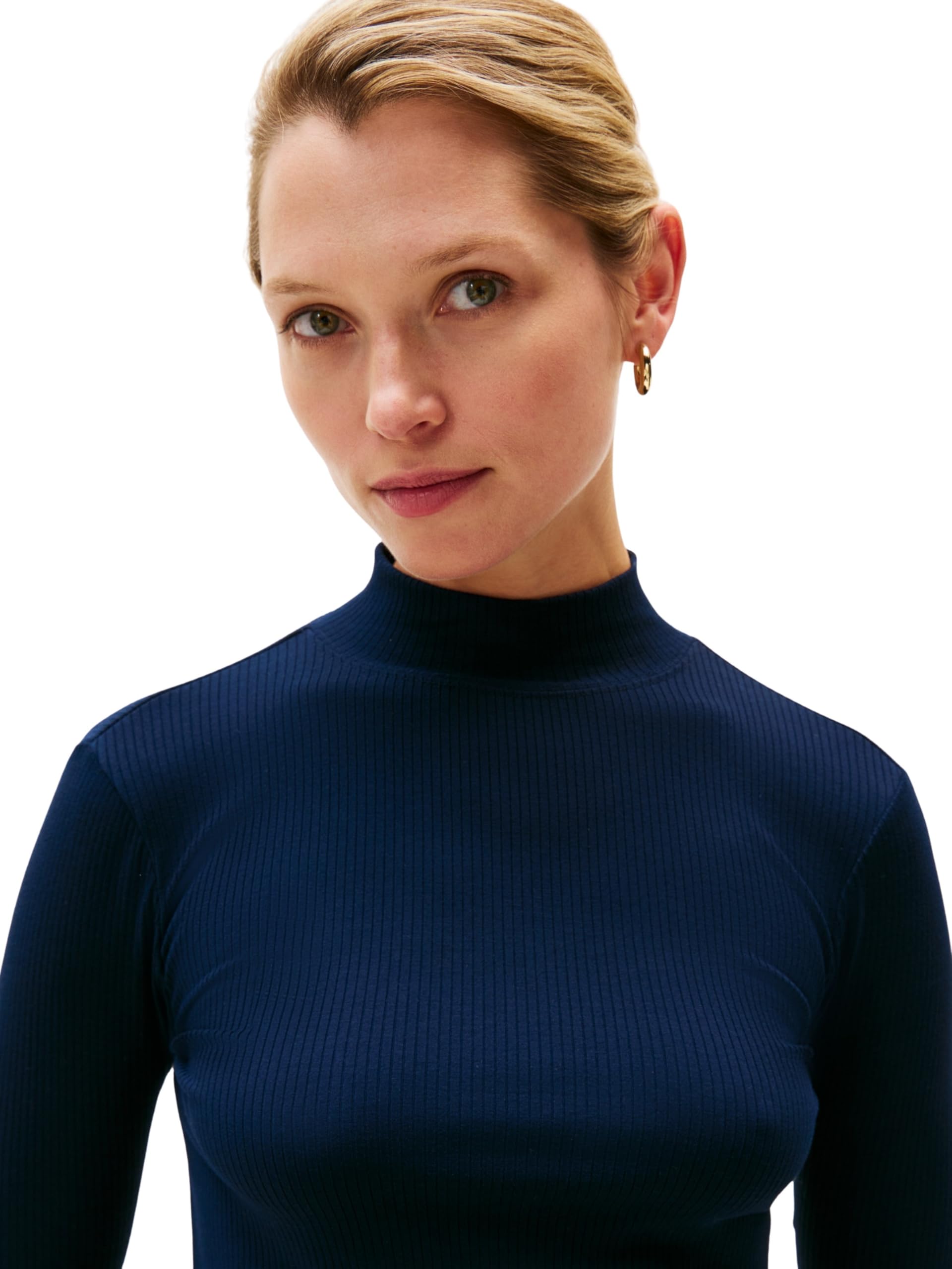 Tommy Hilfiger Vestido Mujer Slim Rib Mix Midi, Azul (Dark Night Navy), XXS