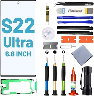 Screen Replacement for Samsung Galaxy S22 Ultra,Replacement Screen for Galaxy S22 Ultra Series 6.8 inch,Screen Repair Kit with Waterproof Adhesive(NO OLED & Touch Digitizer)
