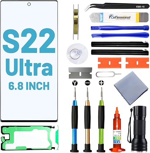 Reemplazo de pantalla para Samsung Galaxy S22 Ultra, pantalla de repuesto para Galaxy S22 Ultra Series de 6.8 pulgadas, kit de reparación de